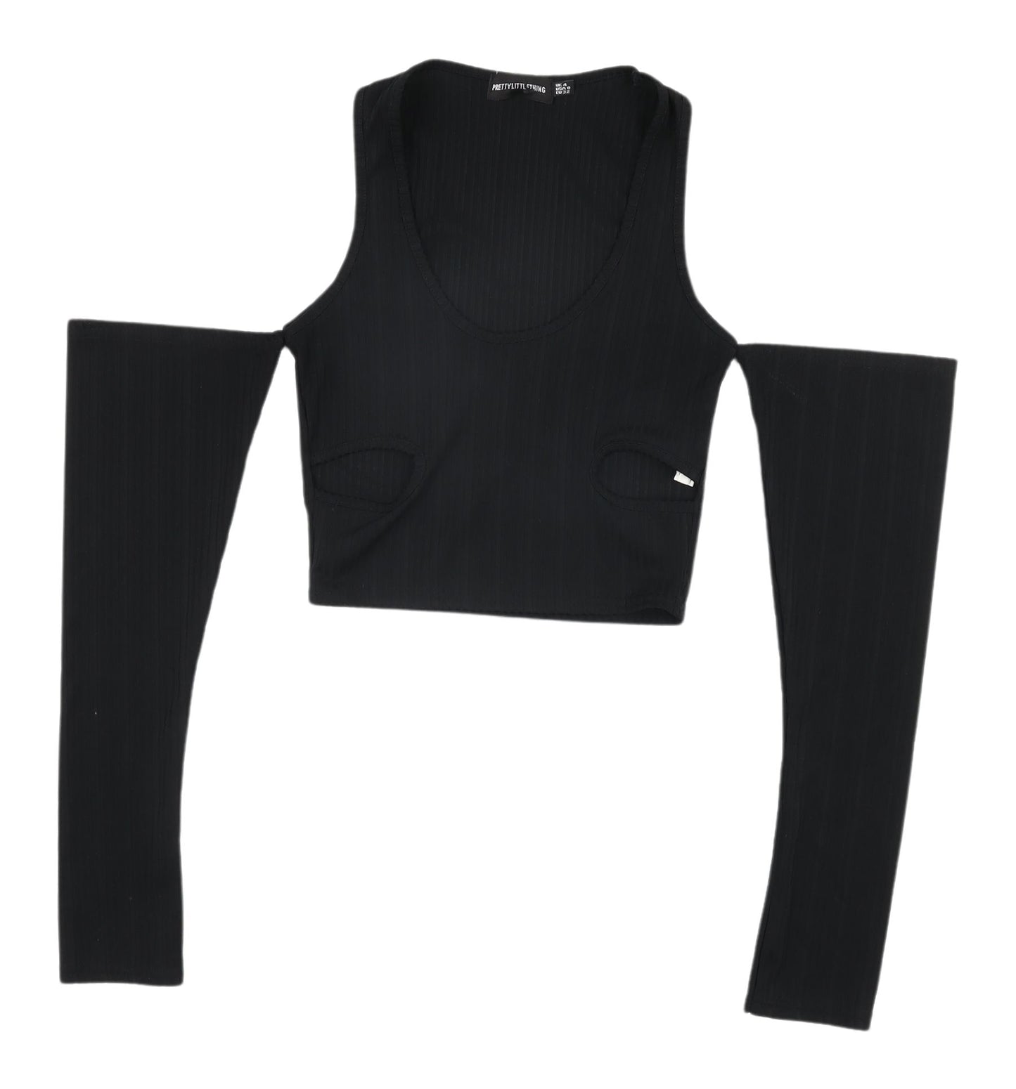 PrettyLittleThing Women's Black Cropped Top Size 4