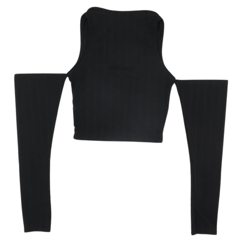 PrettyLittleThing Women's Black Cropped Top Size 4