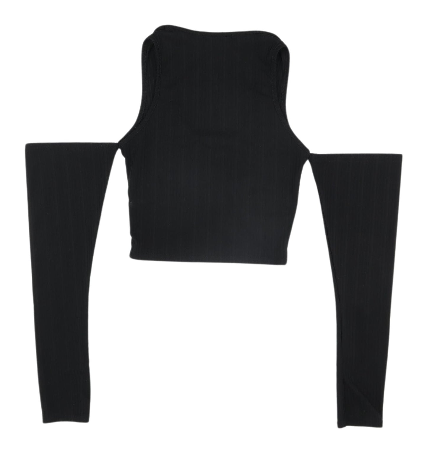 PrettyLittleThing Women's Black Cropped Top Size 4