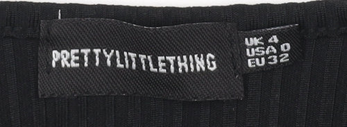 PrettyLittleThing Women's Black Cropped Top Size 4