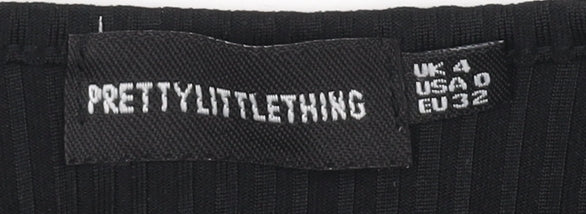 PrettyLittleThing Women's Black Cropped Top Size 4