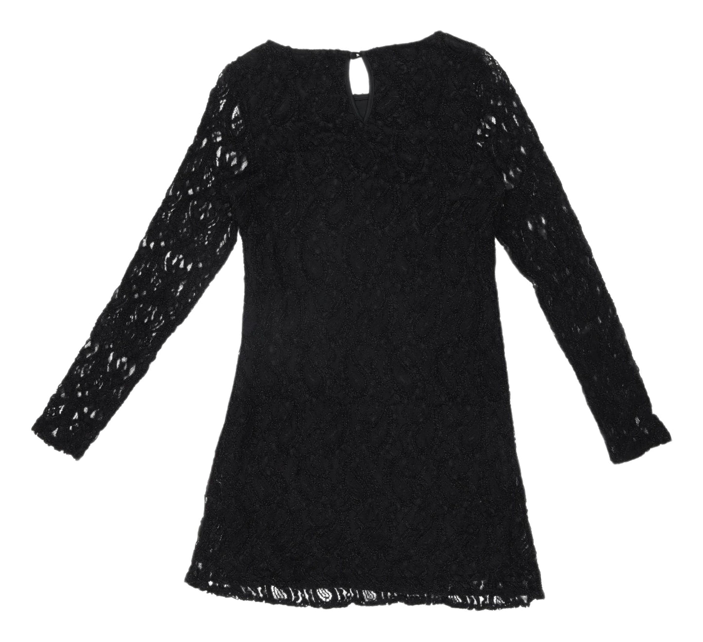 Glamorous Women's Black Lace Mini Shift Dress, Size S