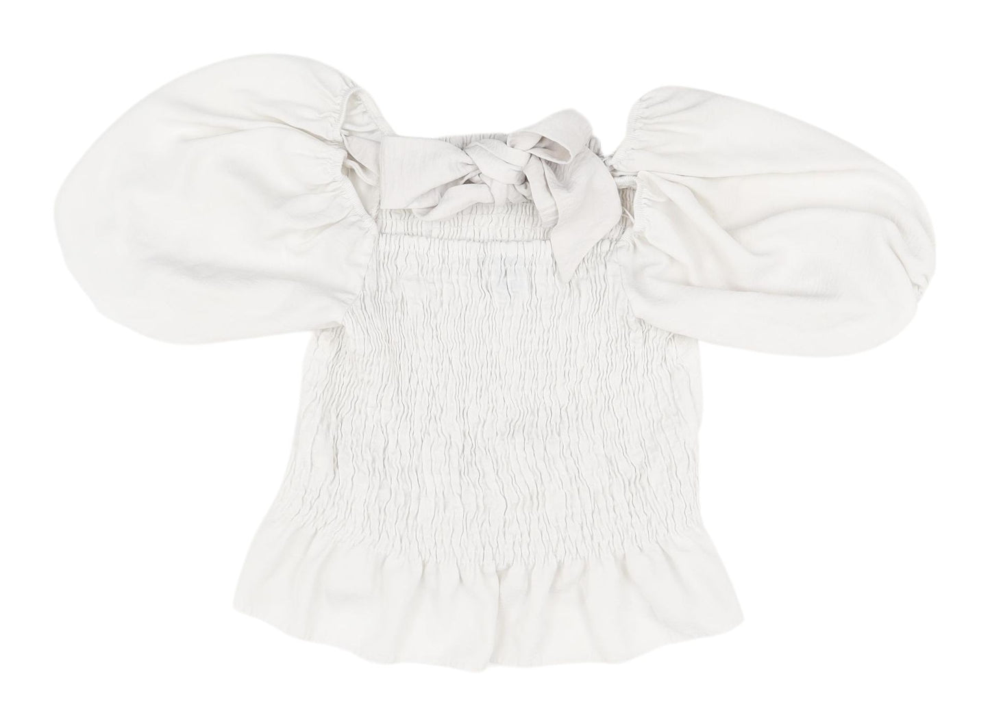 New Look Women's White Cropped Puff Sleeve Blouse 12