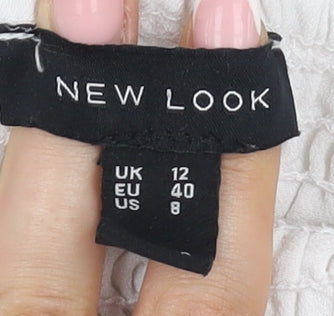 New Look Women's White Cropped Puff Sleeve Blouse 12