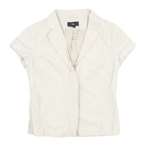 H&M Women's Beige Collared Shirt with Short Sleeves