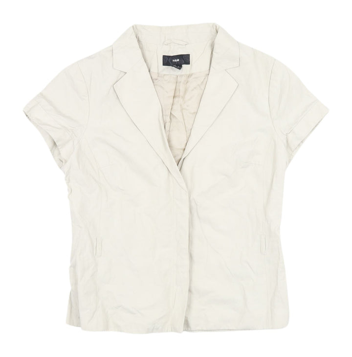 H&M Women's Beige Collared Shirt with Short Sleeves