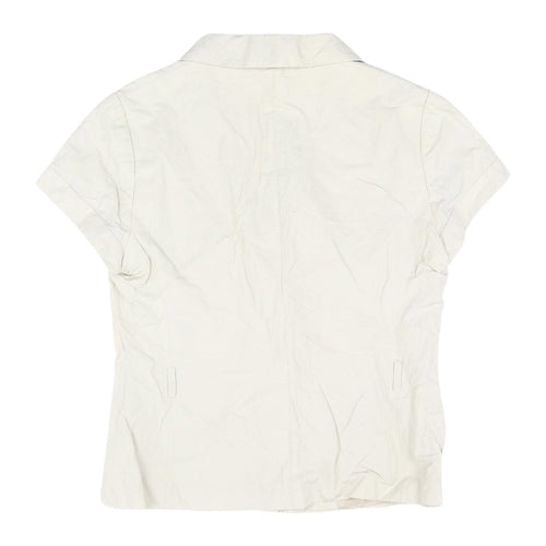 H&M Women's Beige Collared Shirt with Short Sleeves
