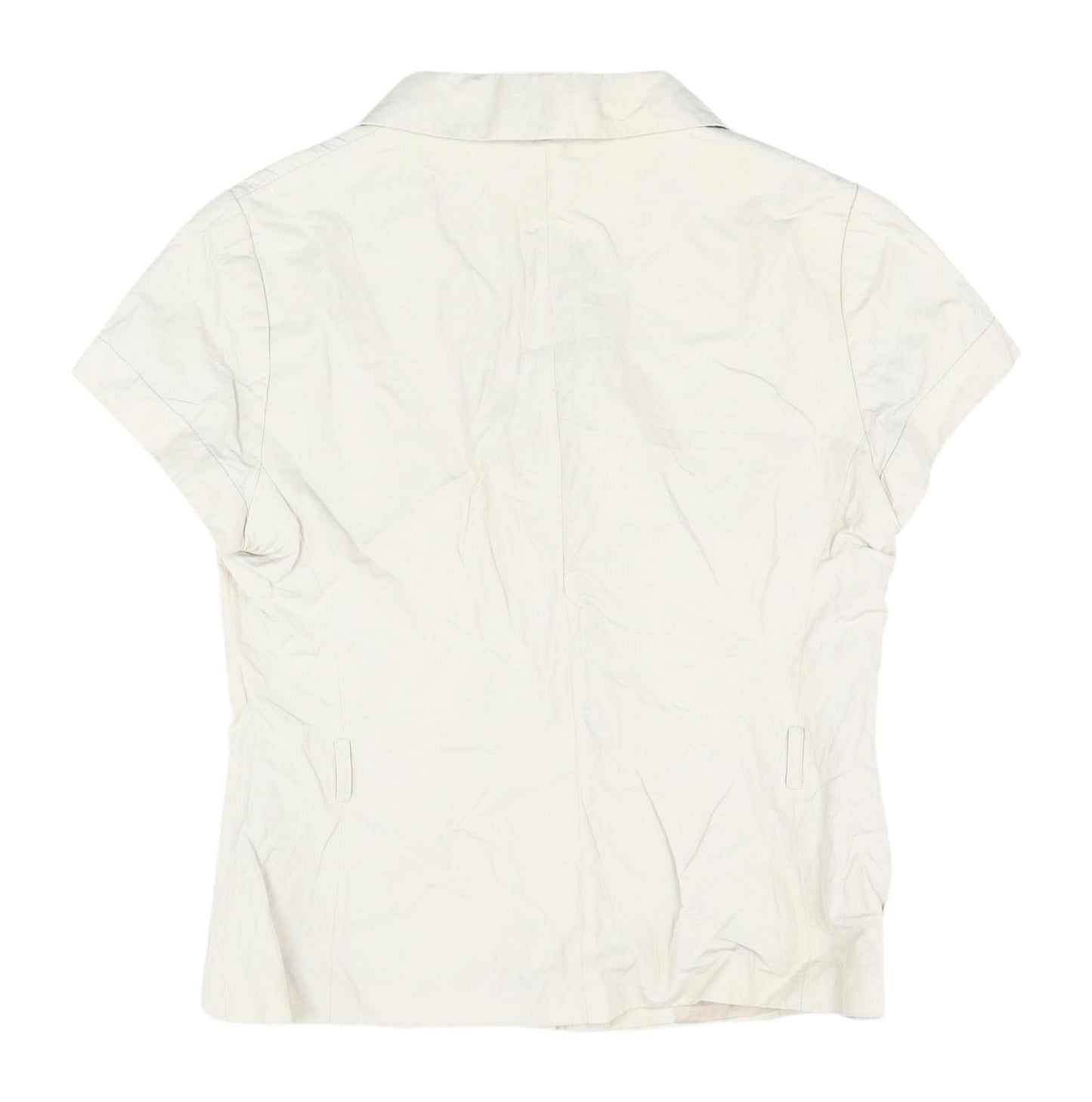 H&M Women's Beige Collared Shirt with Short Sleeves