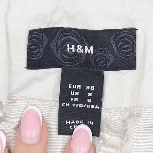 H&M Women's Beige Collared Shirt with Short Sleeves