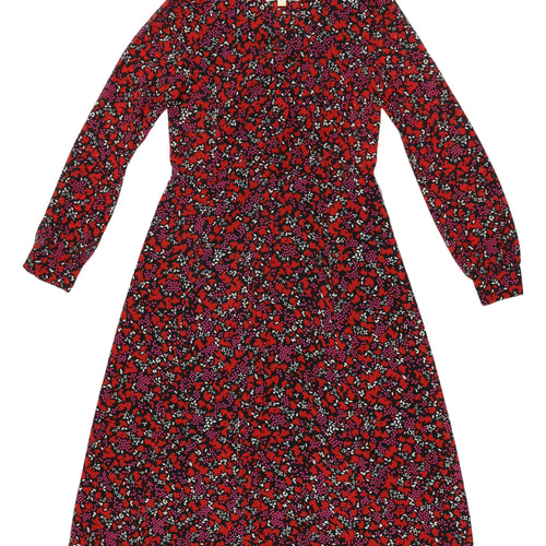 Michael Kors Women's Red Floral Dress XS Long Sleeve