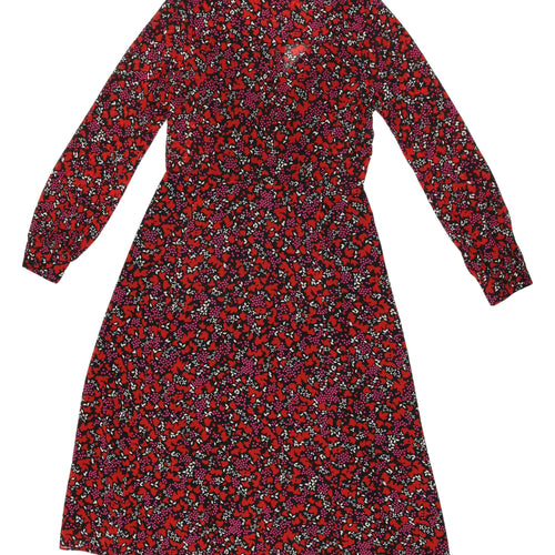 Michael Kors Women's Red Floral Dress XS Long Sleeve