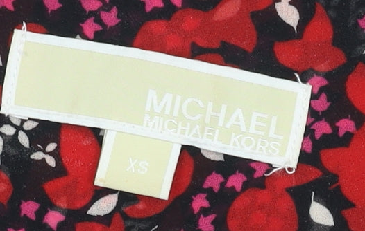 Michael Kors Women's Red Floral Dress XS Long Sleeve