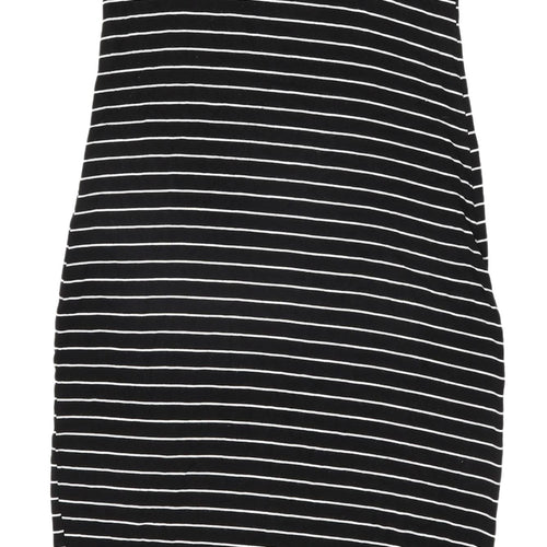 Black Striped Bodycon Midi Dress - Women's Summer Style Size M
