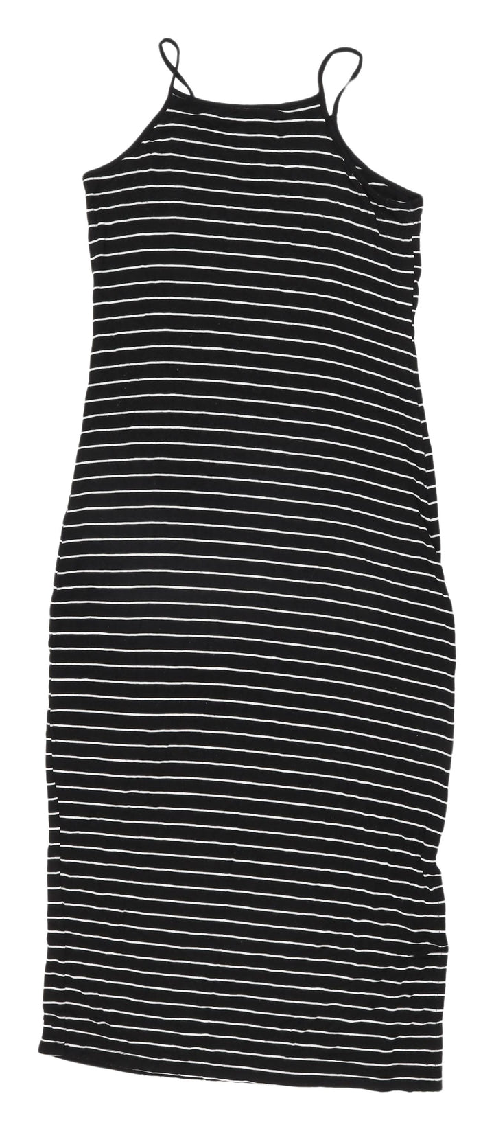 Black Striped Bodycon Midi Dress - Women's Summer Style Size M