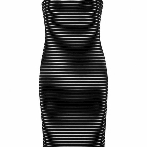 Black Striped Bodycon Midi Dress - Women's Summer Style Size M