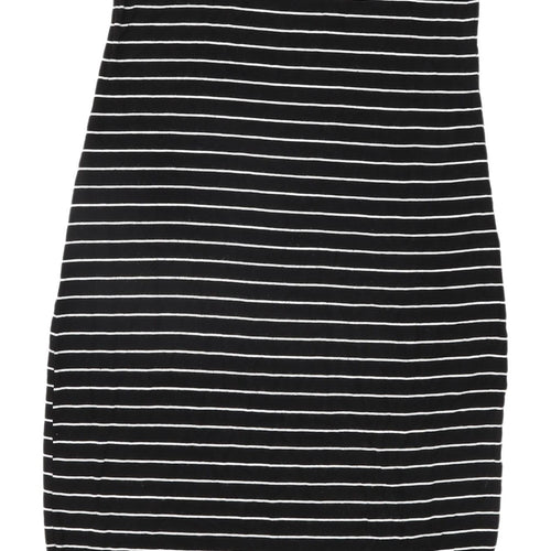 Black Striped Bodycon Midi Dress - Women's Summer Style Size M