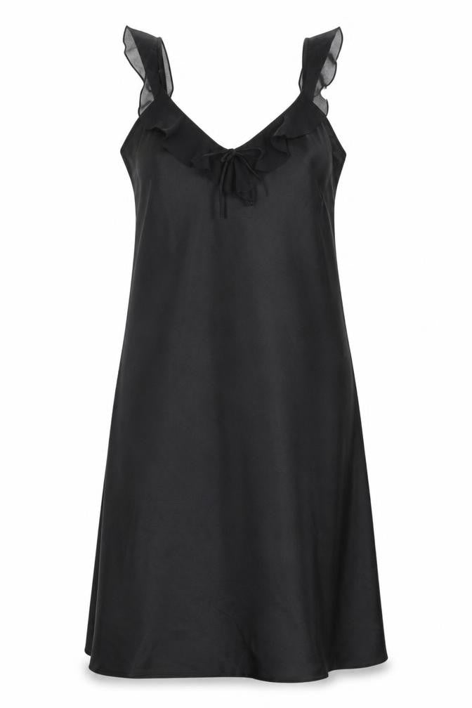 Morgan Taylor Women's Black Chemise XL Sleeveless Ruffle