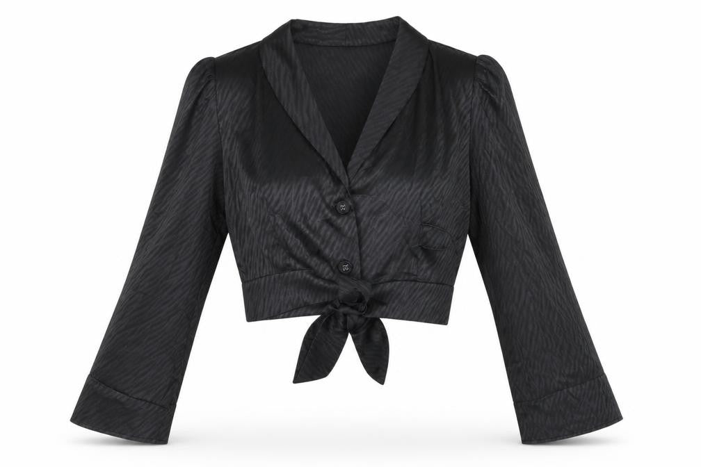 Front view of Eight Paris Women's Black Cropped Blouse, size L