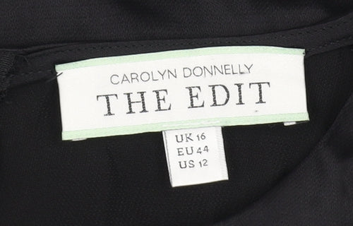 Carolyn Donnelly Black Women's Round Neck Top, Size 16