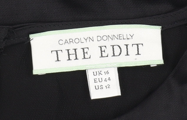 Carolyn Donnelly Black Women's Round Neck Top, Size 16