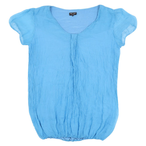 Phase Eight Women's Blue Silk V-Neck Blouse - Size L