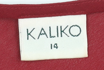 Kaliko Women's Red Camisole, Size 14, Sleeveless, Scoop Neck