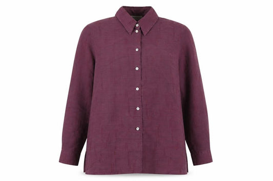 Front view of C&A Purple Button-Up Shirt Women's, size 12