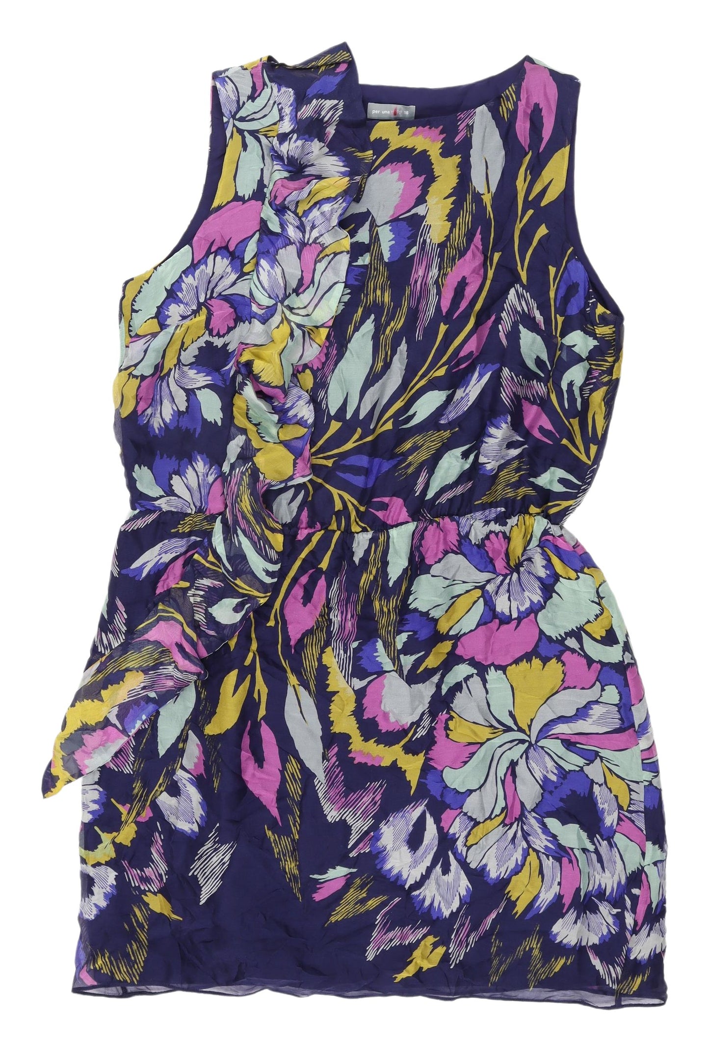 Marks and Spencer Women's Multicoloured Silk Shift Dress Size 18