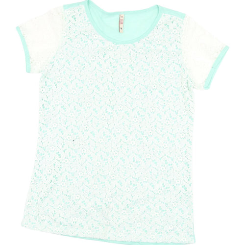 17 Club Women's Green Lace T-Shirt, Size M