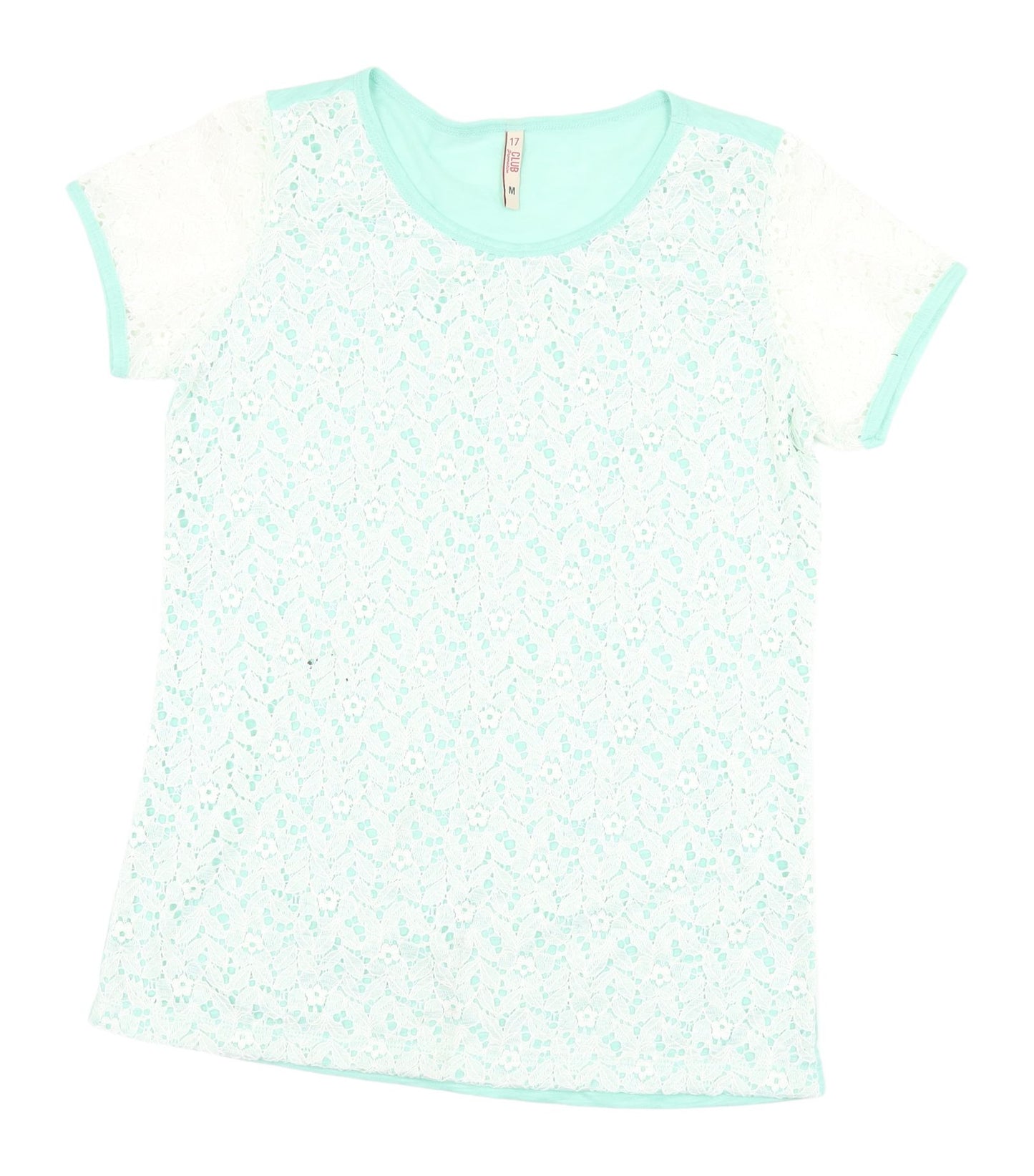 17 Club Women's Green Lace T-Shirt, Size M