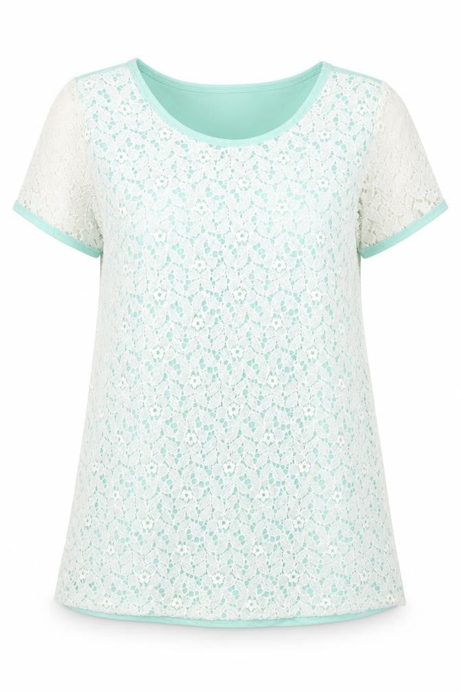 17 Club Women's Green Lace T-Shirt, Size M