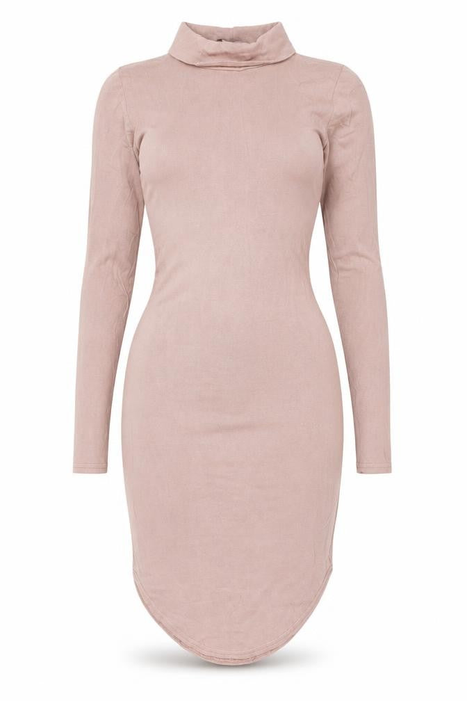 Missguided Women's Pink Long Sleeve High Neck Dress