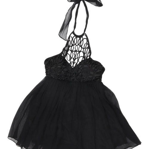 Lipsy Women's Black Halter Fit & Flare Party Dress UK 12