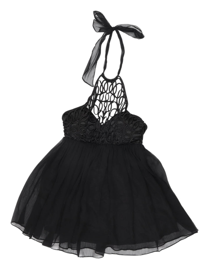 Lipsy Women's Black Halter Fit & Flare Party Dress UK 12