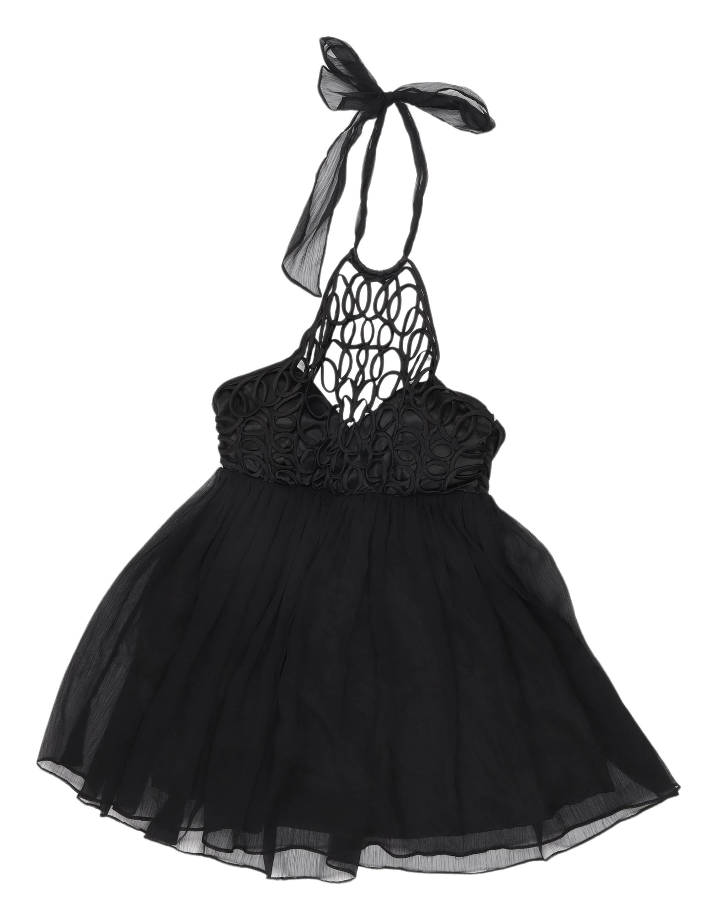 Lipsy Women's Black Halter Fit & Flare Party Dress UK 12