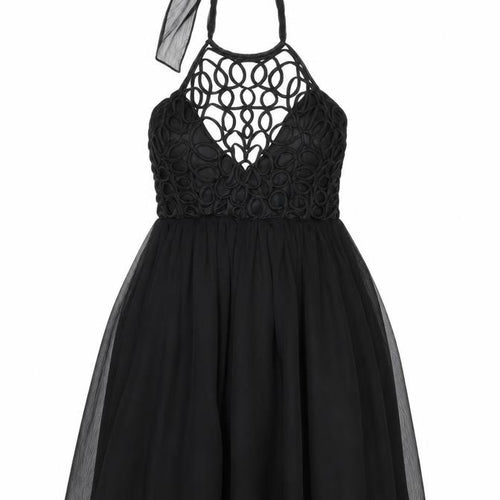 Lipsy Women's Black Halter Fit & Flare Party Dress UK 12