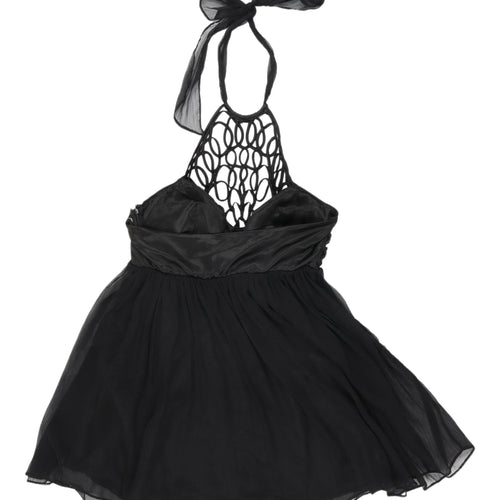 Lipsy Women's Black Halter Fit & Flare Party Dress UK 12