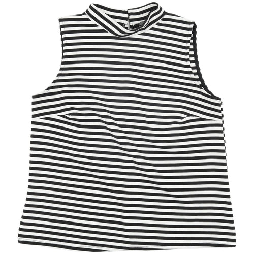South Women's Black Striped Mock Neck Tank Top UK 16