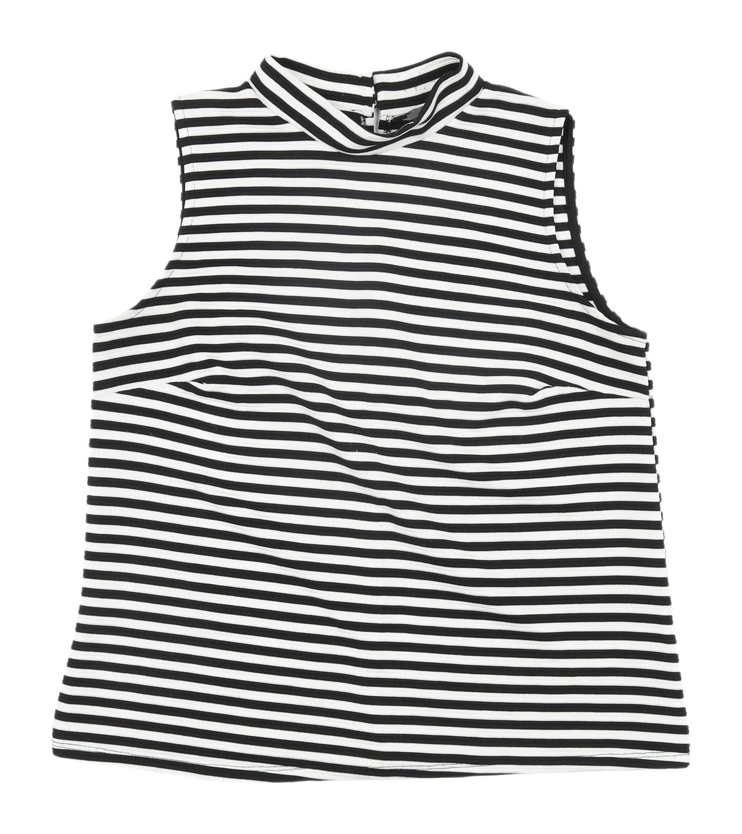 South Women's Black Striped Mock Neck Tank Top UK 16
