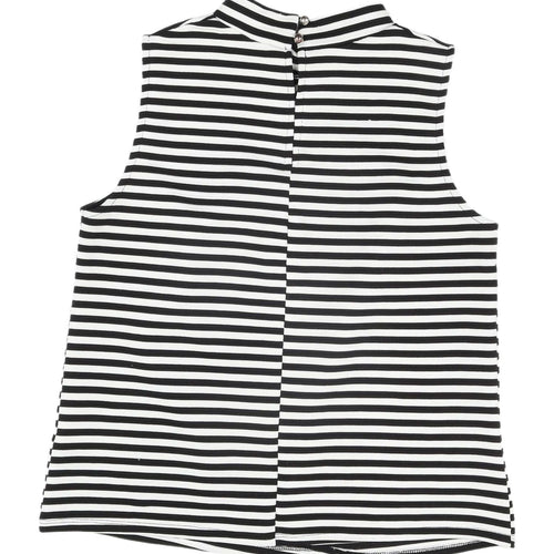 South Women's Black Striped Mock Neck Tank Top UK 16