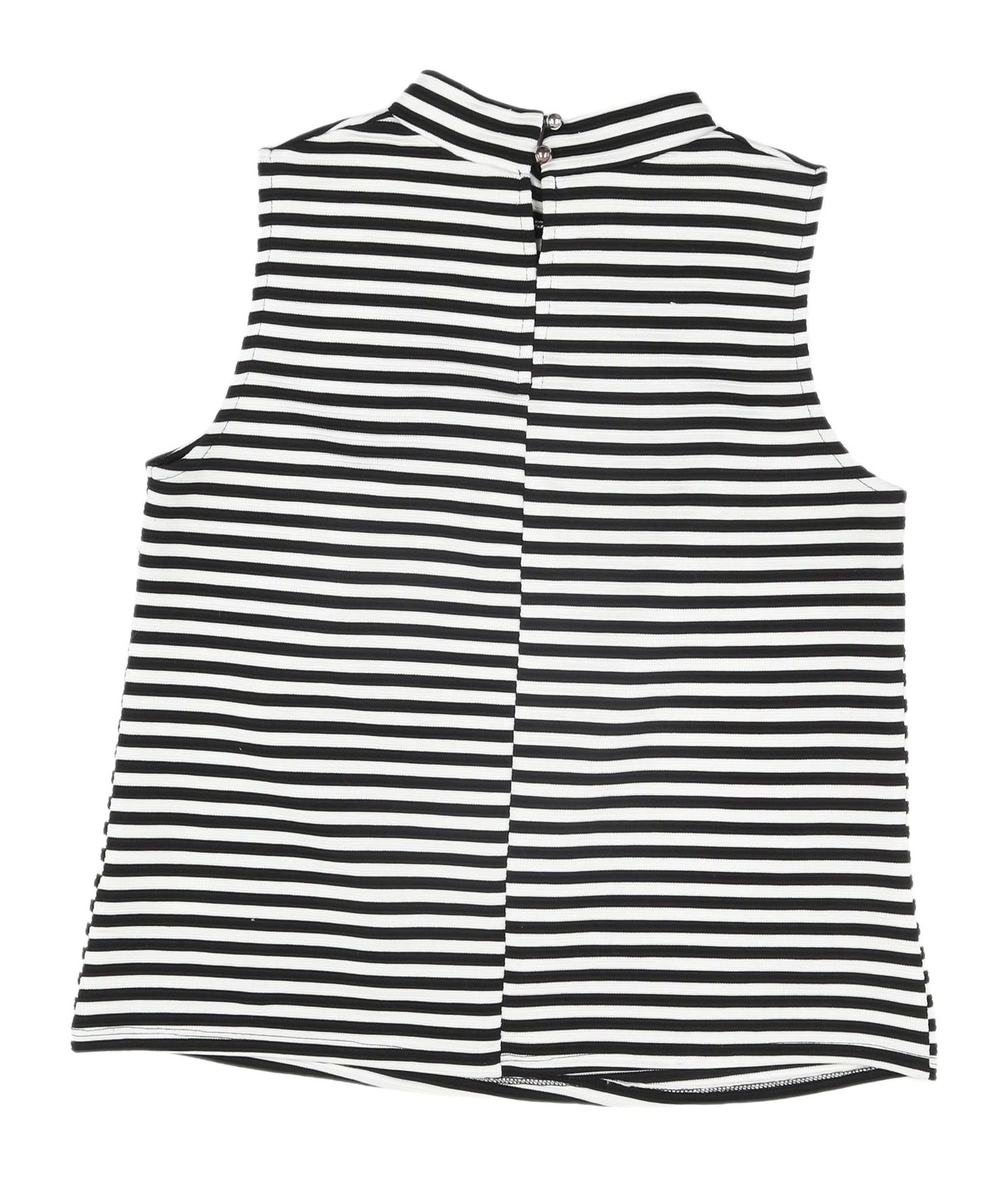 South Women's Black Striped Mock Neck Tank Top UK 16