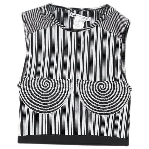 Zara Women's Black Cropped Stripe Tank Top XS