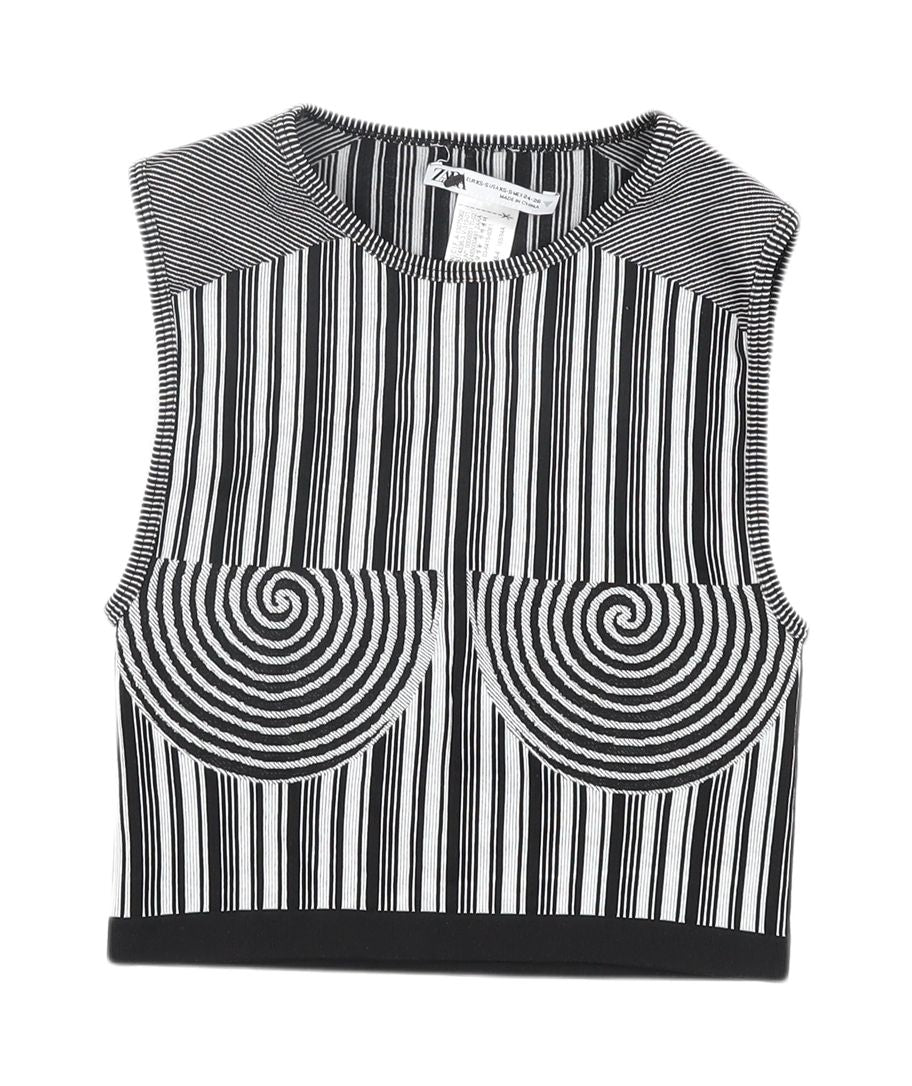 Zara Women's Black Cropped Stripe Tank Top XS