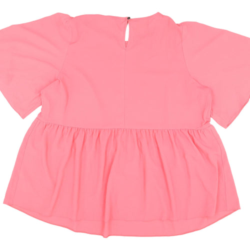 Evans Women's Pink Flutter Sleeve Tunic Blouse Size 20