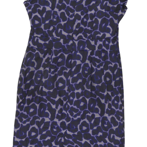 Kaliko Women's Blue Leopard Print Sheath Dress, Size 14