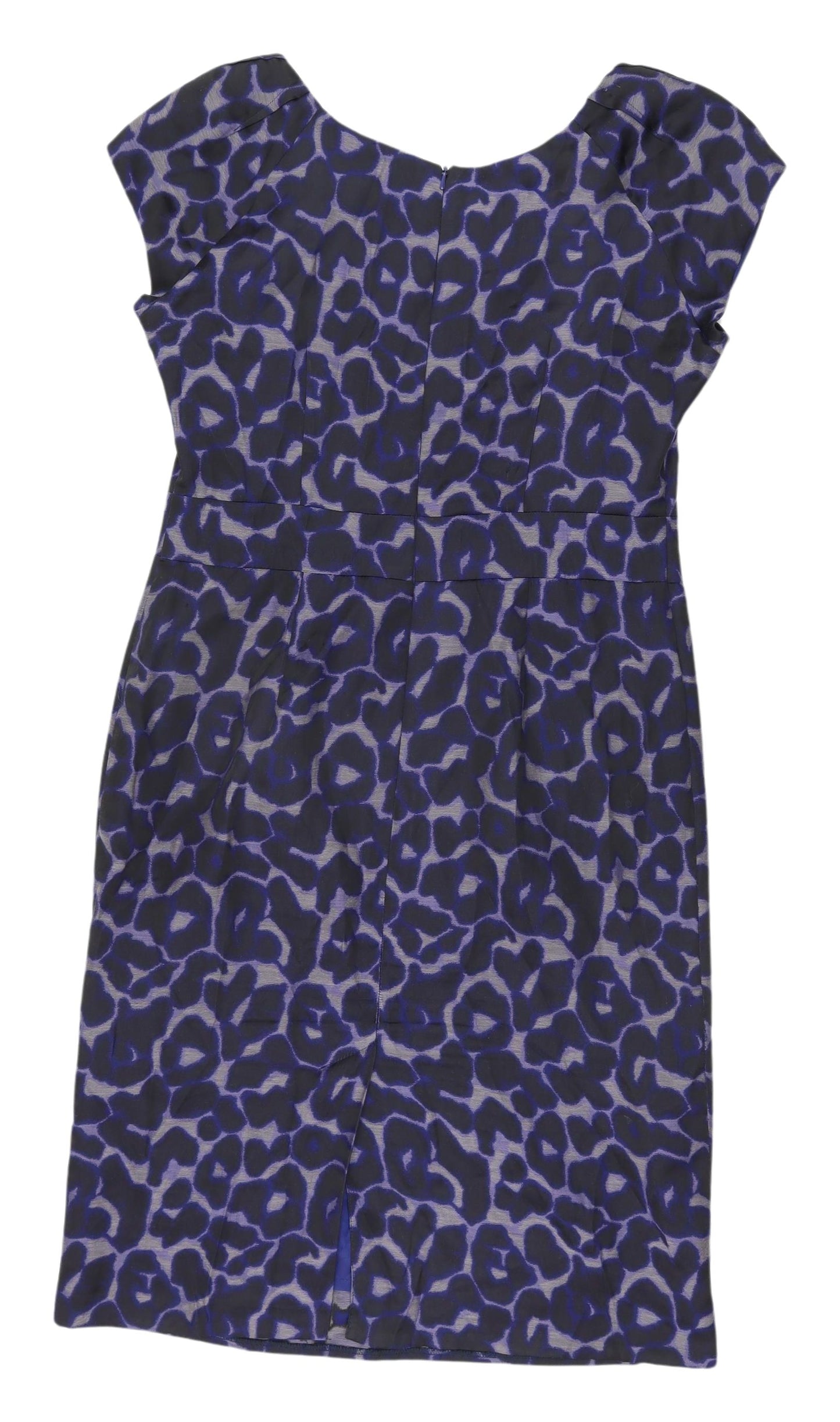 Kaliko Women's Blue Leopard Print Sheath Dress, Size 14