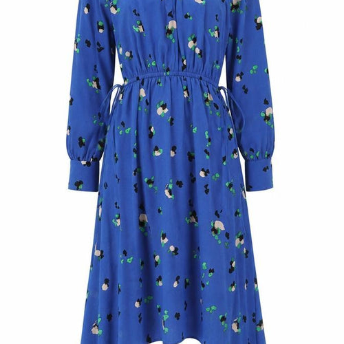 H&M Women's Blue Asymmetric Dress, Size 6, Floral Print