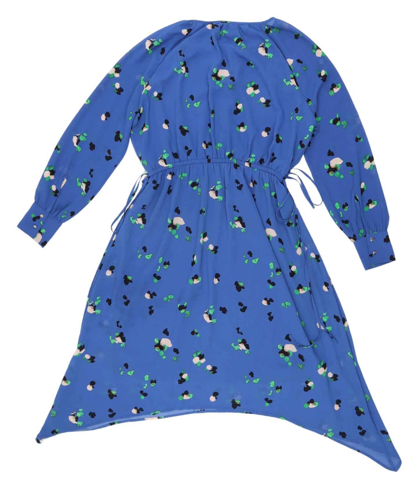 H&M Women's Blue Asymmetric Dress, Size 6, Floral Print