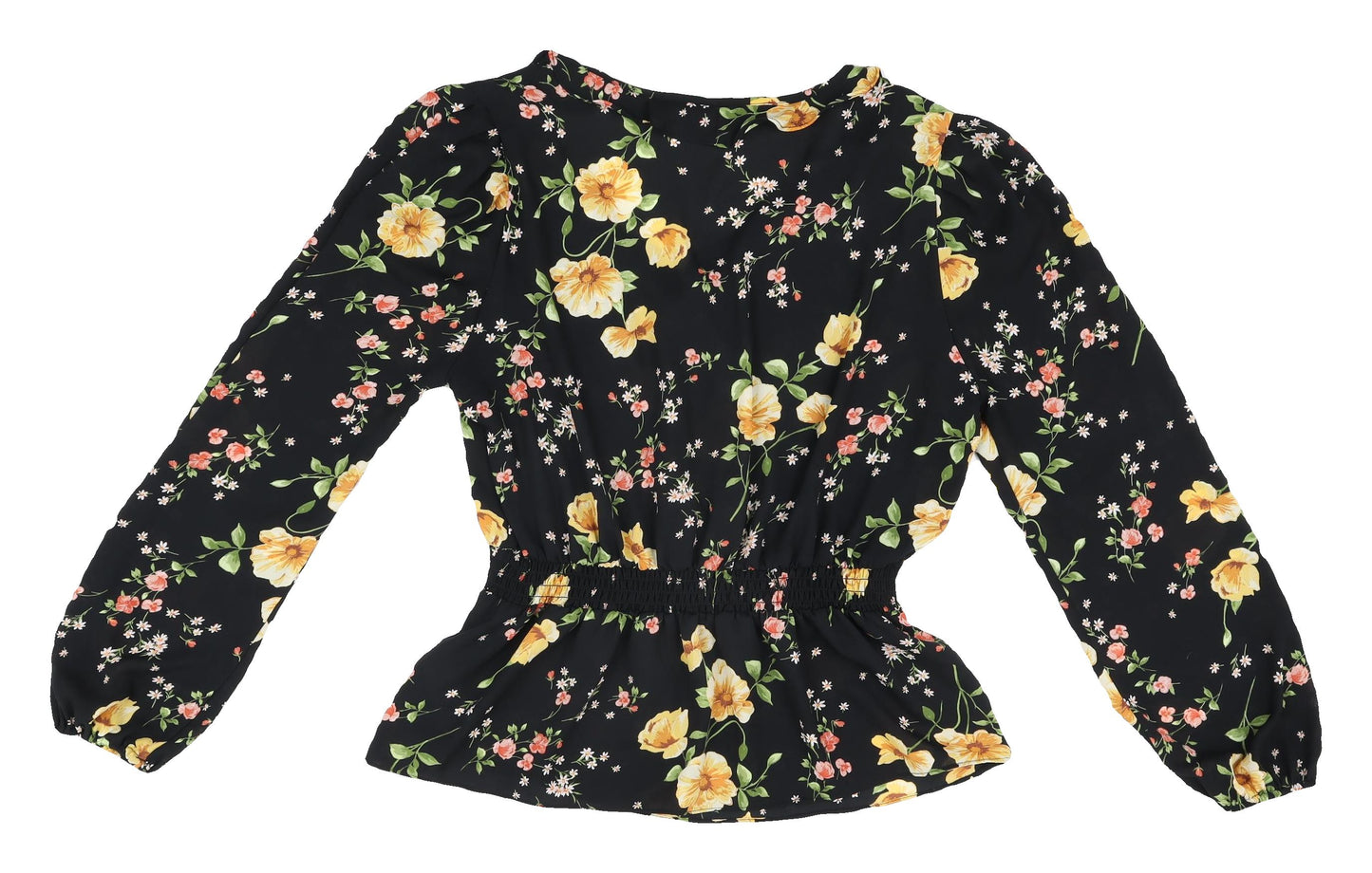 Dorothy Perkins Women's Black Floral Wrap Blouse, Size 14