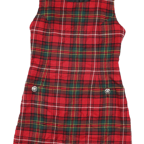Swish Women's Red Plaid Wool Shift Dress S